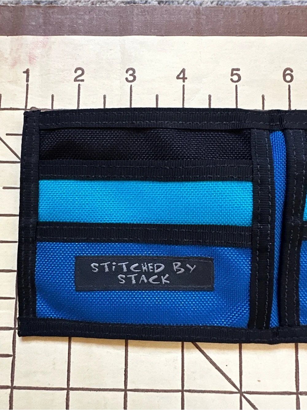 Stitched by Stack Blue Bi-Color Canvas Wallet